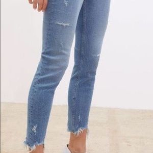 ZARA Distressed Raw Hem Ankle Grazer Skinny Jeans